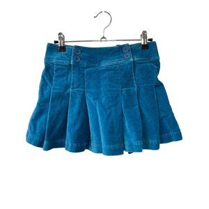 Mini Boden Blue Corduroy Pleated Skirt Girls Size 9-10Y